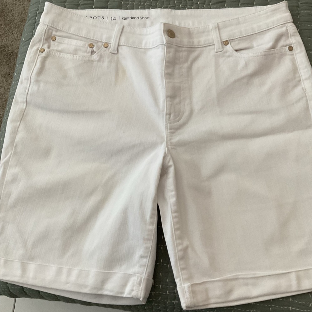 Talbots White Girlfriend Jean Shorts